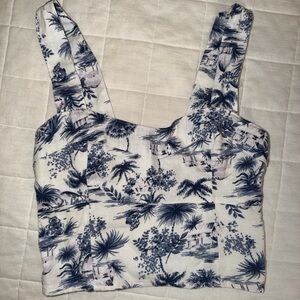 Abercrombie & Fitch Blue and White Crop Top